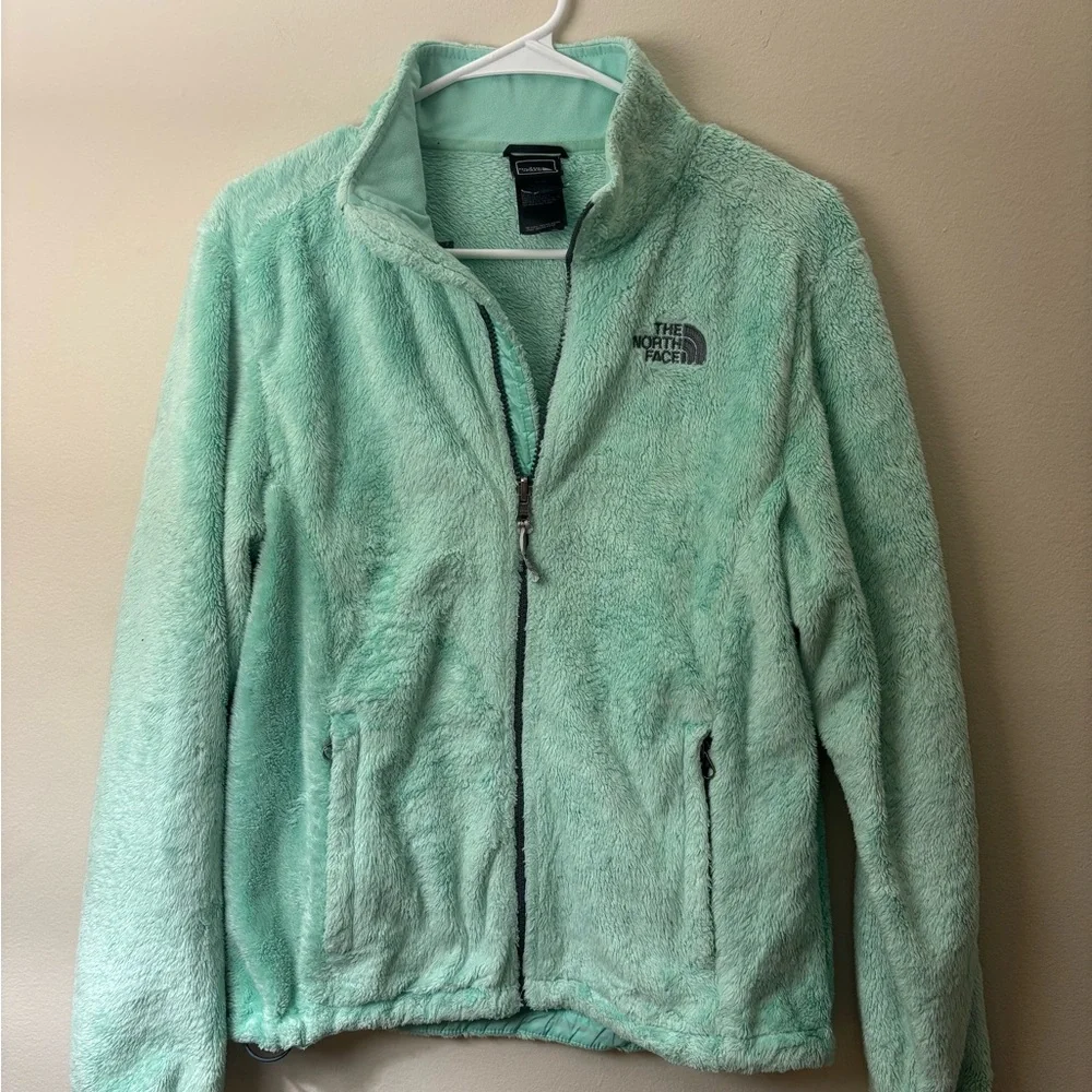 The North Face Mint Green Fleece Jacket Medium M Full Zip Cozy Soft Women’s - Picture 1 of 9